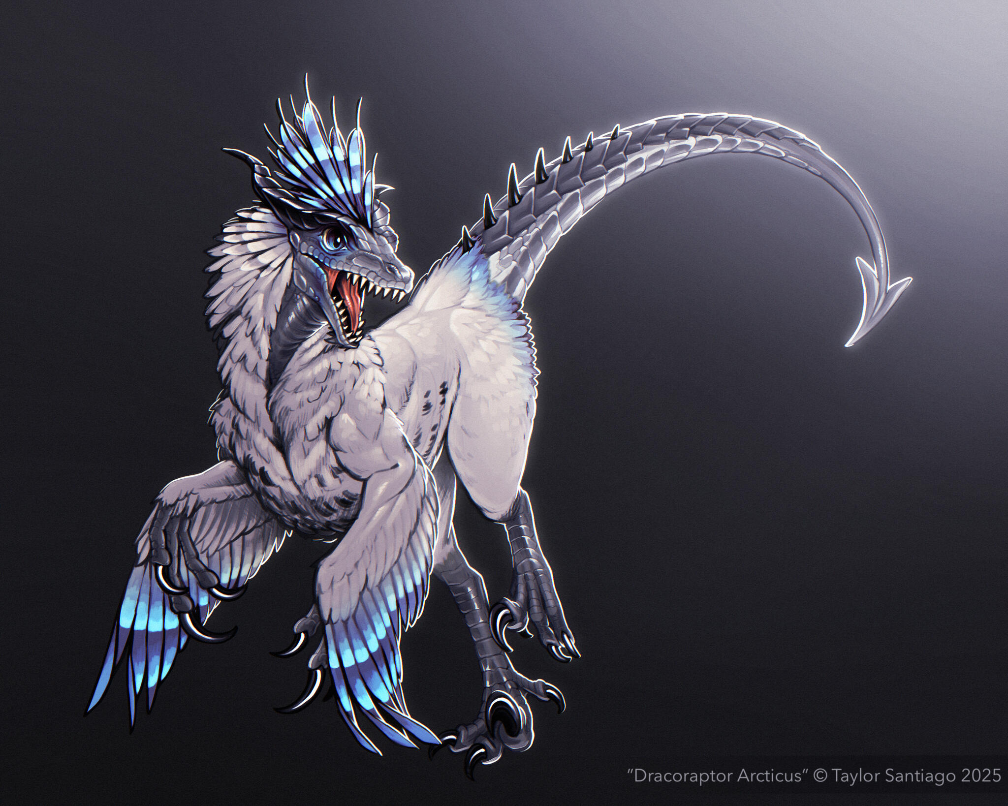 "Dracoraptor Arcturis" creature concept art Procreate App, 2025